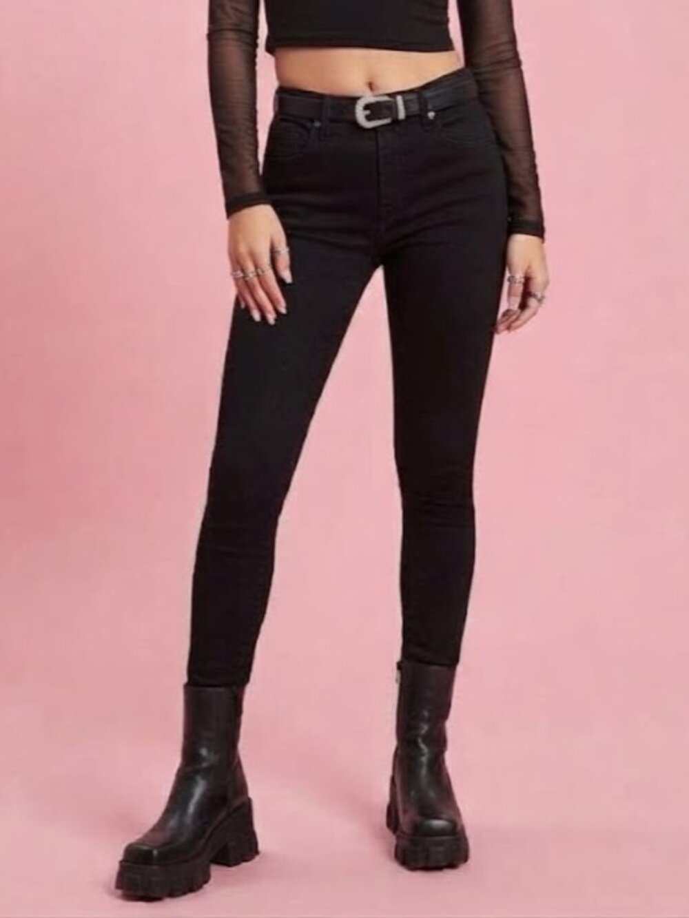 ARITZIA DENIM FORUM Black High Waist Skinny Jeans